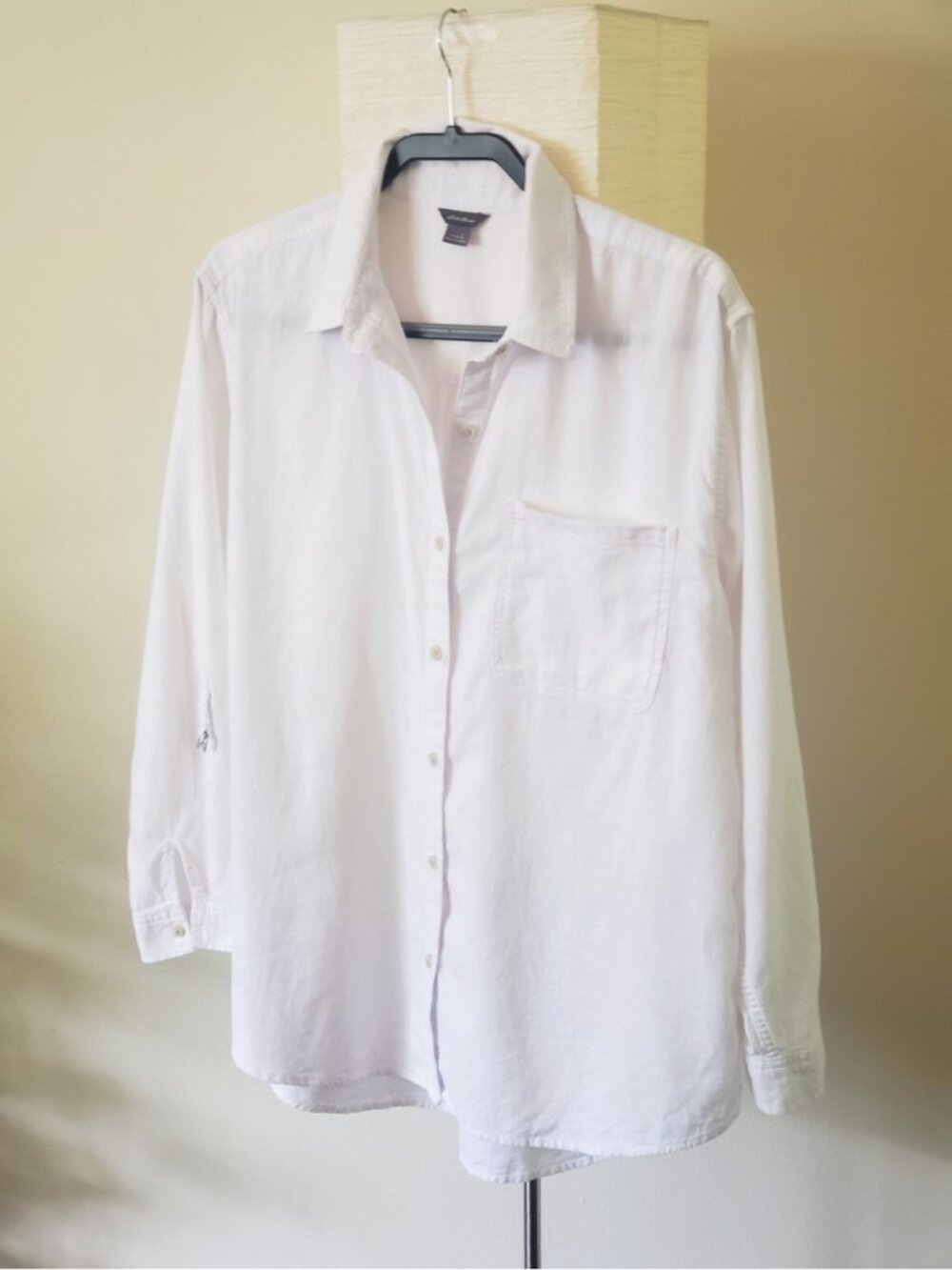 Eddie Bauer Hemplify White Hemp Cotton Button Down Shirt Large Beach Coastal